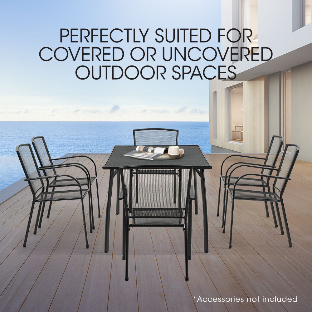 Fortia 7Pc Outdoor Dining Furniture Setting Table And Chairs Outside With E Coating