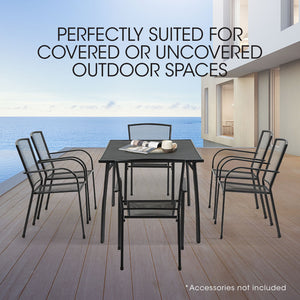 Fortia 7Pc Outdoor Dining Furniture Setting Table And Chairs Outside With E Coating