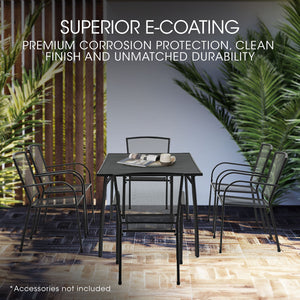 Fortia 7Pc Outdoor Dining Furniture Setting Table And Chairs Outside With E Coating