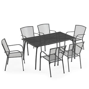 Fortia 7Pc Outdoor Dining Furniture Setting Table And Chairs Outside With E Coating