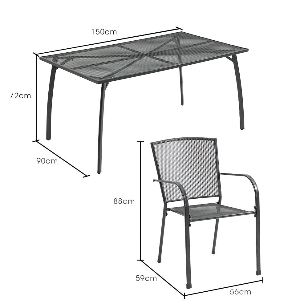 Fortia 7Pc Outdoor Dining Furniture Setting Table And Chairs Outside With E Coating