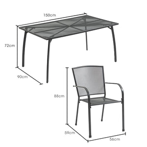 Fortia 7Pc Outdoor Dining Furniture Setting Table And Chairs Outside With E Coating