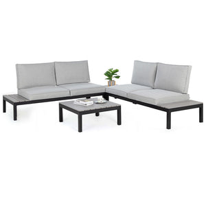 Fortia 4 Pc Outdoor Furniture Setting Seater Lounge Chairs And Side Tables Outdoors Garden Patio