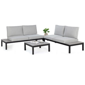 Fortia 4 Pc Outdoor Furniture Setting Seater Lounge Chairs And Side Tables Outdoors Garden Patio