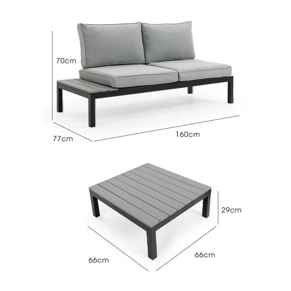 Fortia 4 Pc Outdoor Furniture Setting Seater Lounge Chairs And Side Tables Outdoors Garden Patio