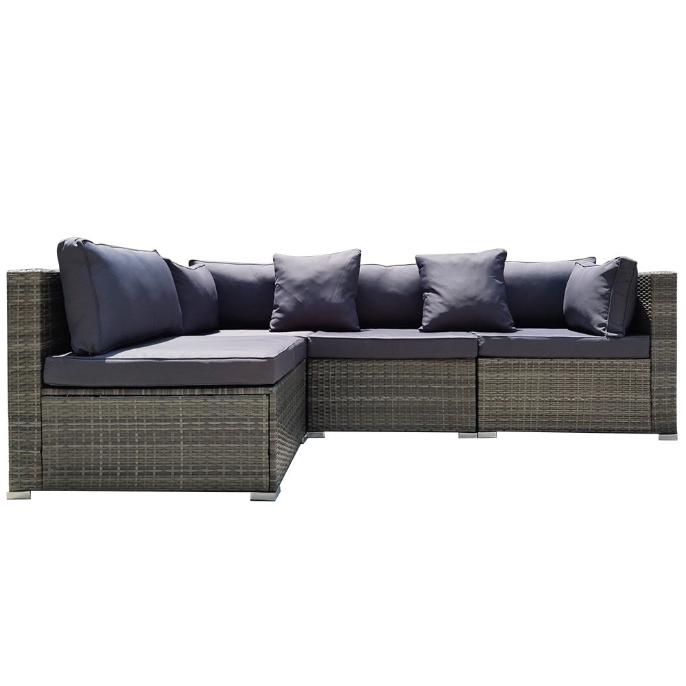 Rattan 4 Seater Modular Outdoor Lounge Sofa Setting Grey