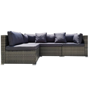 Rattan 4 Seater Modular Outdoor Lounge Sofa Setting Grey