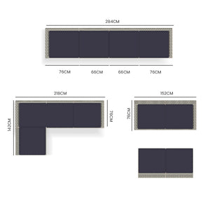 Rattan 4 Seater Modular Outdoor Lounge Sofa Setting Grey