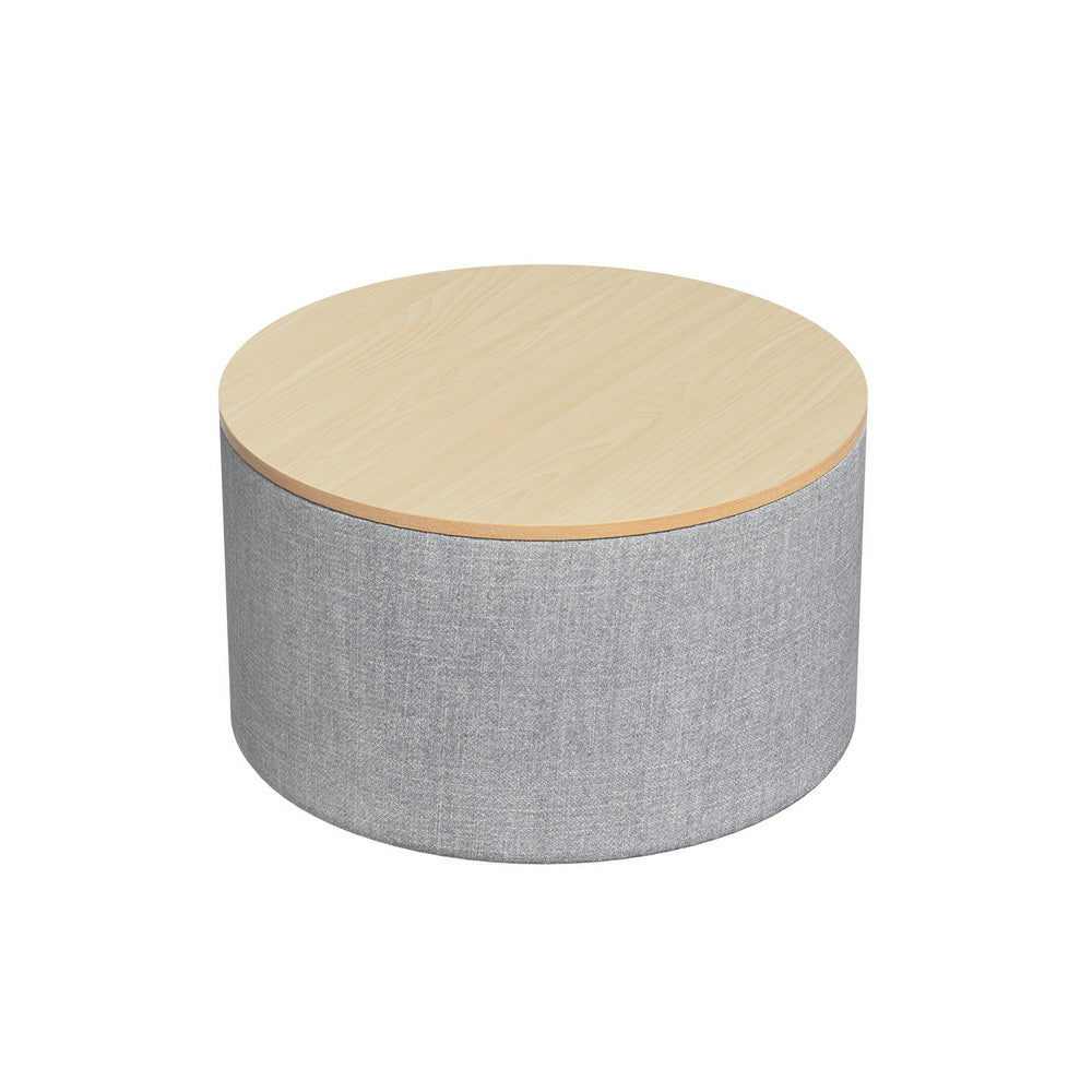 Artiss Storage Blanket Box 60Cm Linen Round Grey