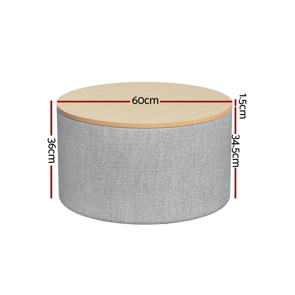 Artiss Storage Blanket Box 60Cm Linen Round Grey
