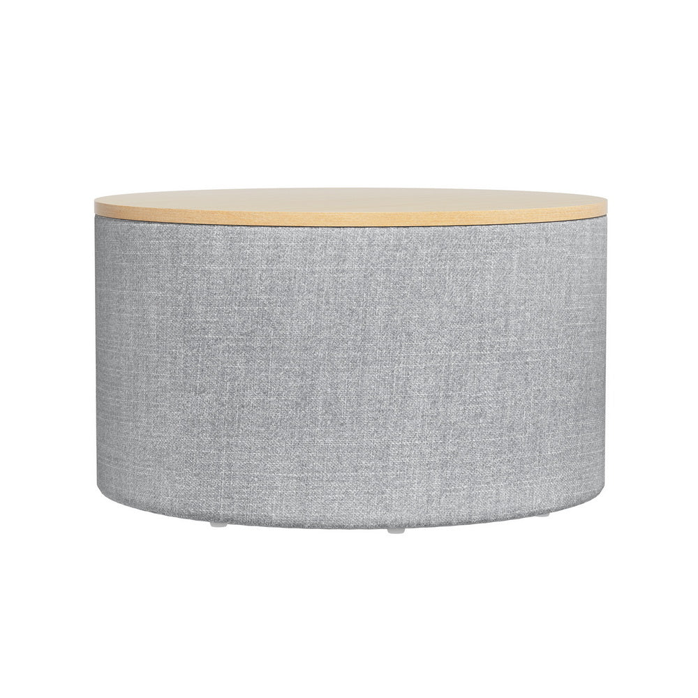 Artiss Storage Blanket Box 60Cm Linen Round Grey