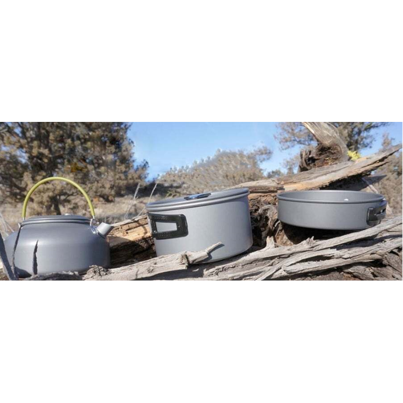 Outdoor Aluminum Pot And Teapot Bowl Chopsticks Set 2-3 People Camping Cookware Combination Three-Piece