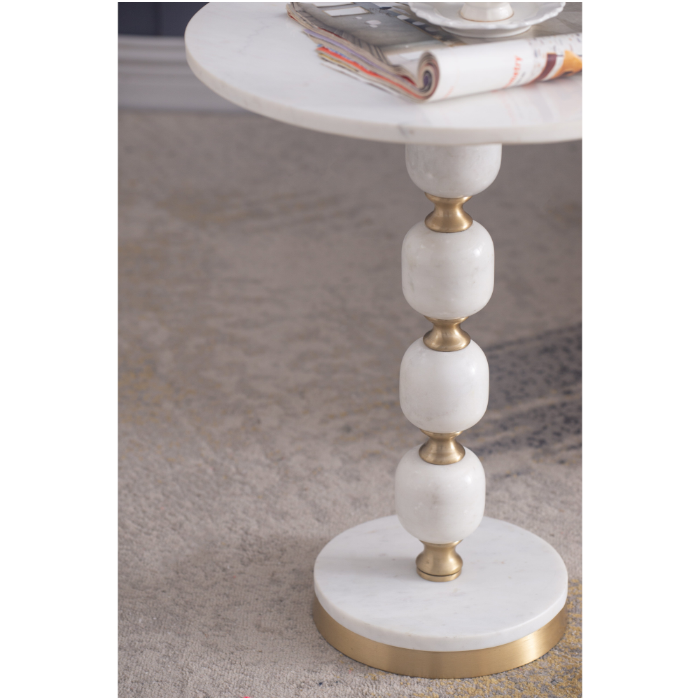 Pebble Marble And Aluminuim Hand Made Side Table