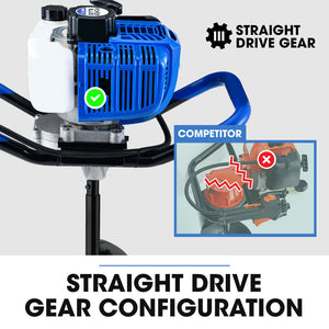Powerblade Pd750 52Cc Stroke Petrol Post Hole Digger 200Mm Auger W/ 600Mm Extension Shaft