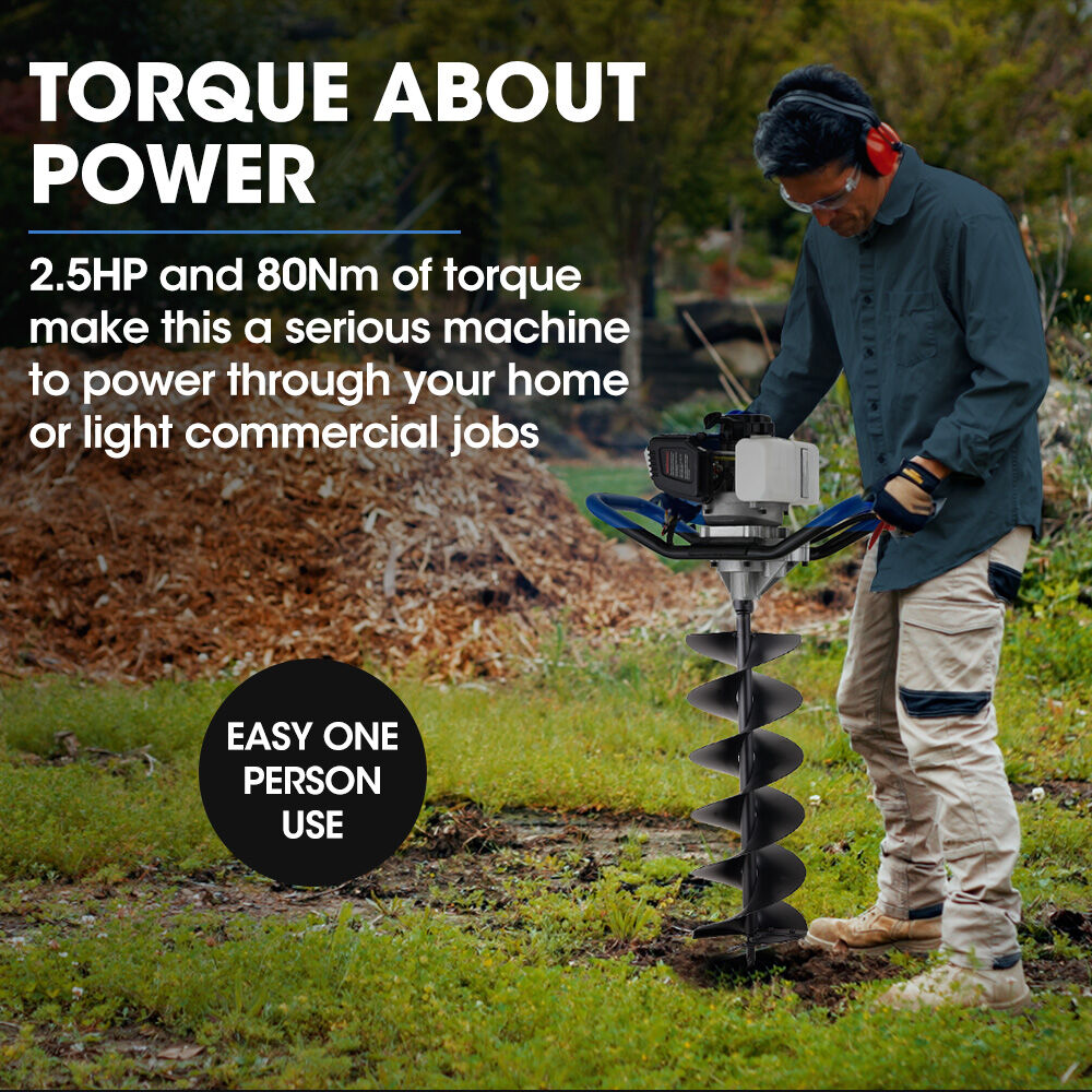 Powerblade Pd750 52Cc Stroke Petrol Post Hole Digger 200Mm Auger W/ 600Mm Extension Shaft