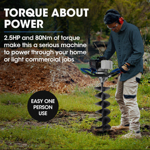 Powerblade Pd750 52Cc Stroke Petrol Post Hole Digger 200Mm Auger W/ 600Mm Extension Shaft