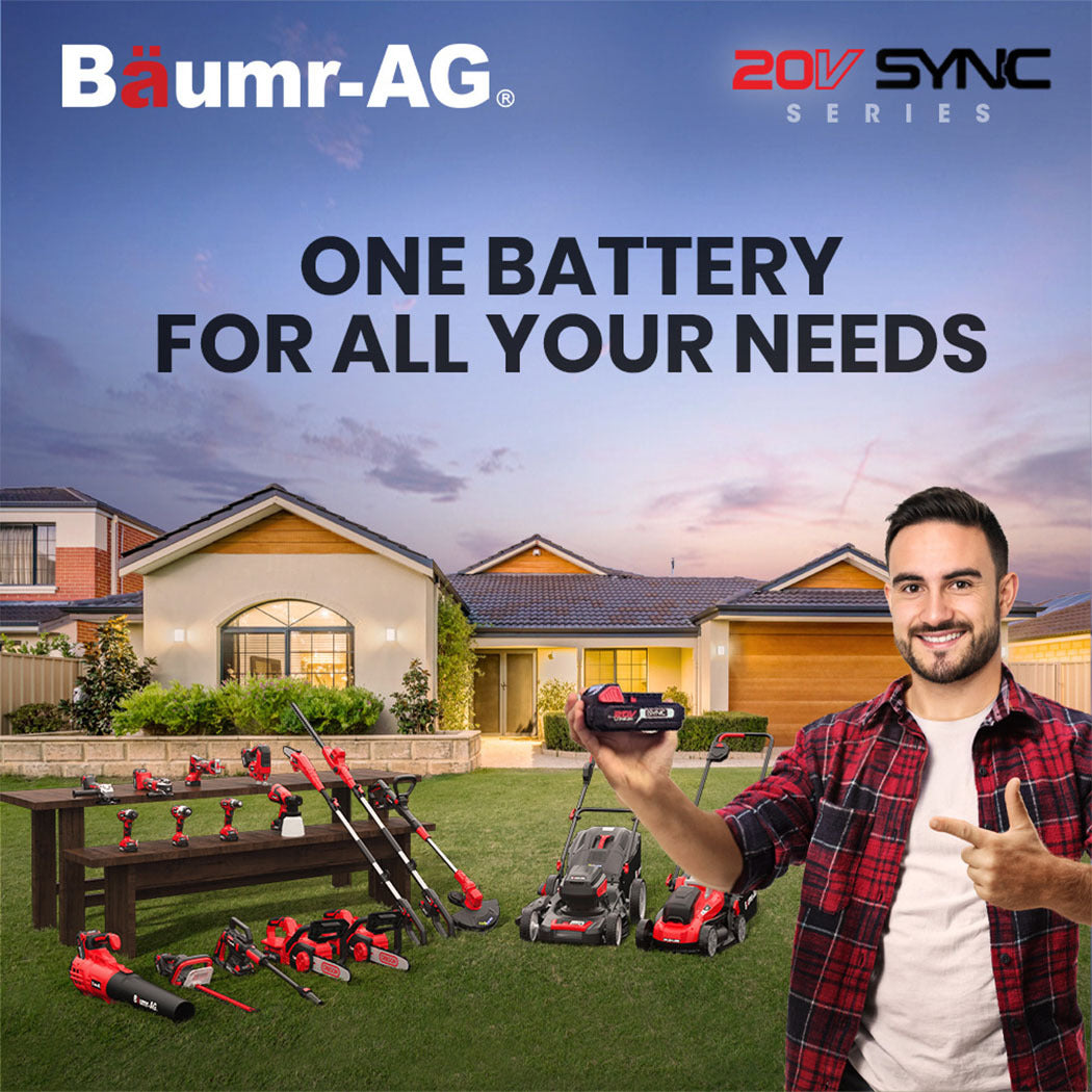 Baumr Ag Baumr-Ag Lt3 20V Sync Cordless Line Trimmer Whipper Snipper With Battery And Charger Kit
