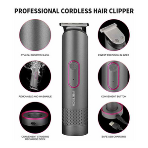 Pritech 2888 Professional Hair Clipper Kit Usb Rechargeable 600Mah Battery Ipx6 Waterproof Grooming Set