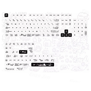 Keycap Keyboard Black White Cat 140 Keys Profile Cute Switch Theme Layout