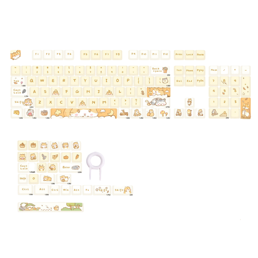 Keycap Keyboard Yellow 131 English Keys Mechanical Switch Touch Clicks Bag