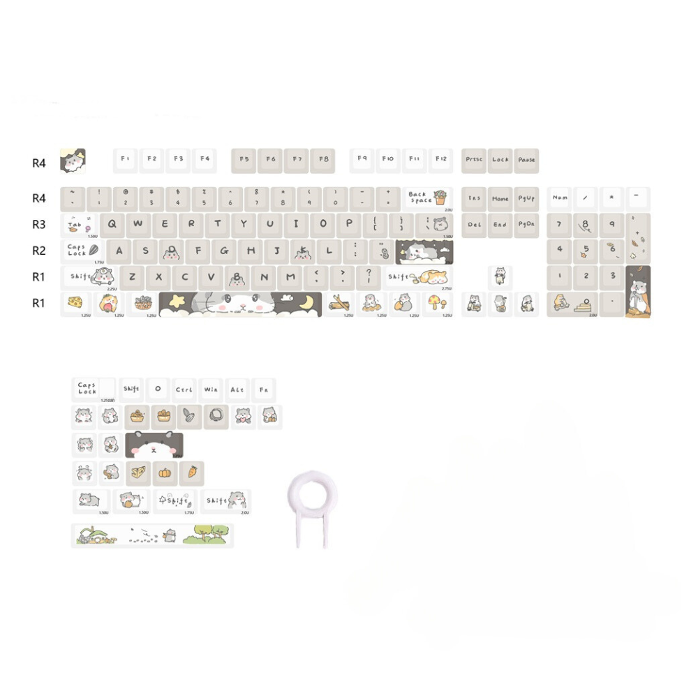 Keycap Keyboard White 131 English Keys Mechanical Switch Touch Clicks Bag
