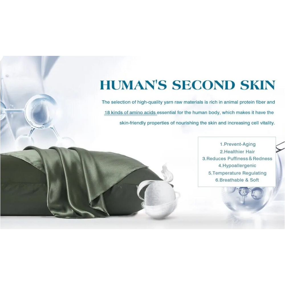 Pillowcase Set With Eye Mask Blue Gray 51X66cm Natural Mulberry Silk