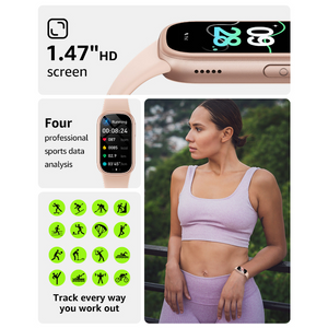 Pink Smart Fitness Tracker With Bluetooth Calling Heart Rate Blood Pressure Oxygen And Sports Modes