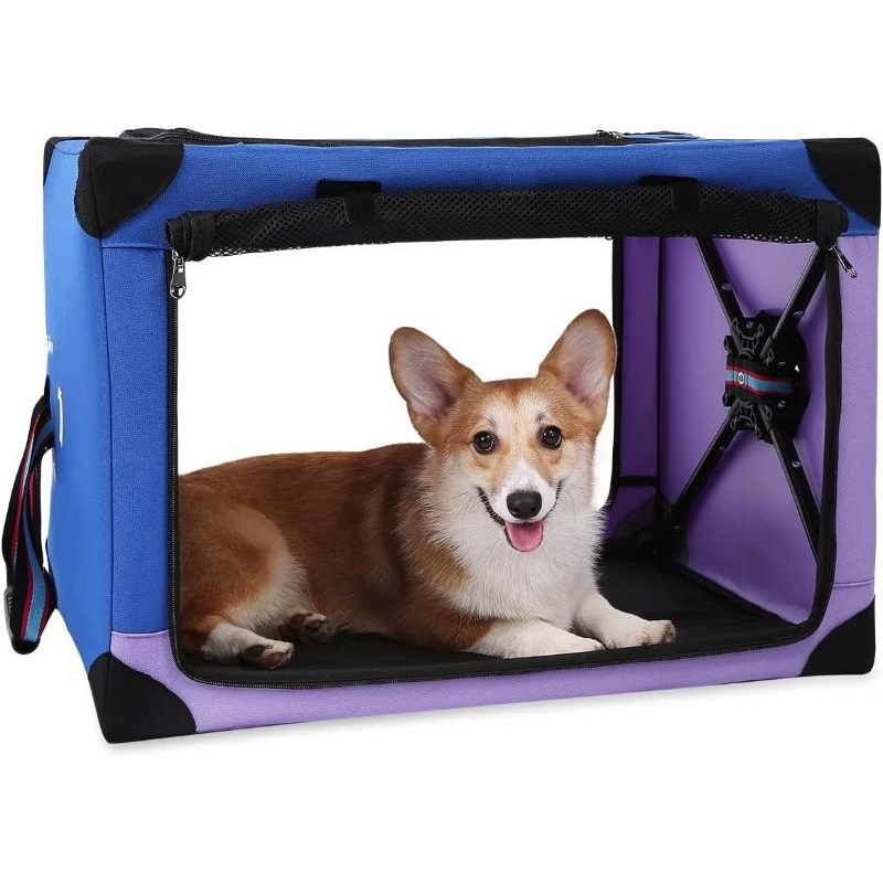 Portable Dog Crate Collapsible Blue Purple