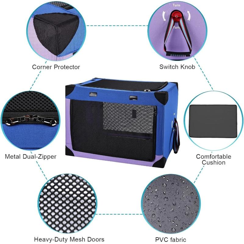 Portable Dog Crate Collapsible Blue Purple