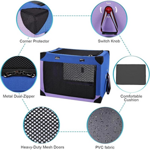 Portable Dog Crate Collapsible Blue Purple