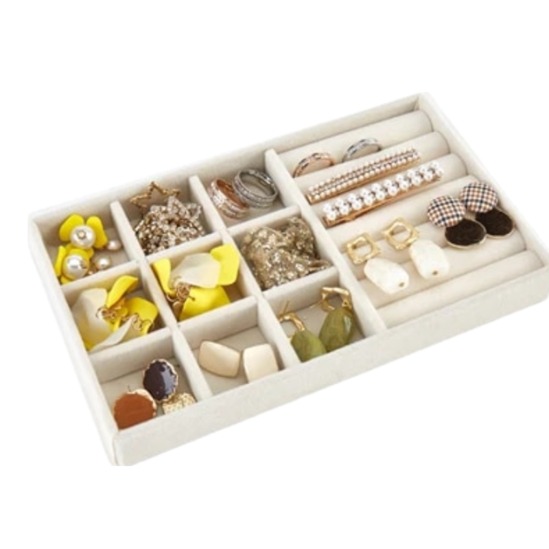 Jewelry Storage Beige Design Display Tray Drawer Jewellery Holder For Rings Earrings Necklaces Bracelets