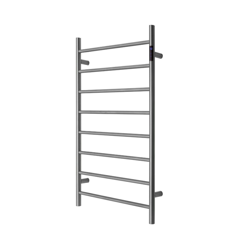 Blushtaps Premium Brushed Chrome Heated Towel Rack With Led Control 8 Bars Round Design Au Standard 1000X620mm Wide
