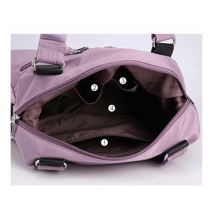 Purple Stylish Nylon Large Capacity Tote Bag For Work And Commute | Multi Pocket Shoulder Fashionable Canvas