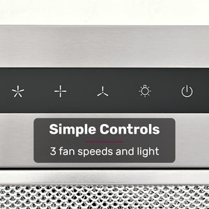 Eurochef 60Cm Undermount Rangehood Silver Quiet 3 Speed Layer Dishwashable Filter Led Lights Eur60n