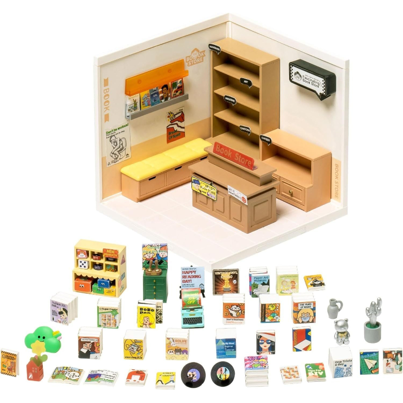 Robotime Diy Miniature Dollhouse Kits Super Store Fascinating Book Dw004