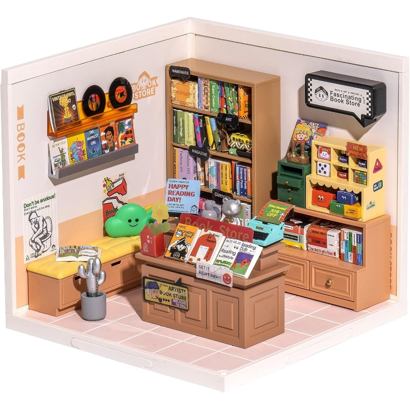 Robotime Diy Miniature Dollhouse Kits Super Store Fascinating Book Dw004