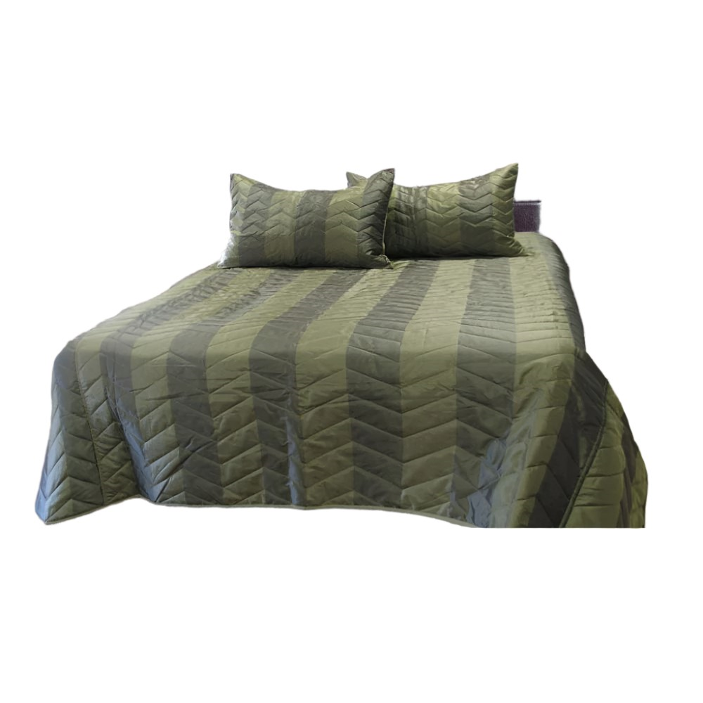 Rapee Faux Silk Coverlet Set Zig Zag Sage Queen