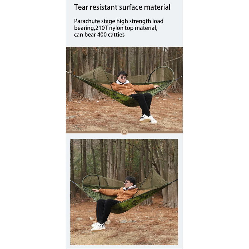 Red Outdoor Camping Hammock With Mosquito Net Anti Tip Nylon Fabric Single/Double Person Quick Setup