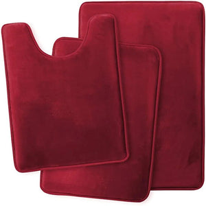 Bath Mat Wine Red Non Slip Rug Set Bathroom Absorbent Washable Carpet Accessories