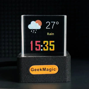 Geekmagic Giftv Crystal Cube Photo Display Holographic Desktop Smart Weather Station Digital Clock With Animations Album