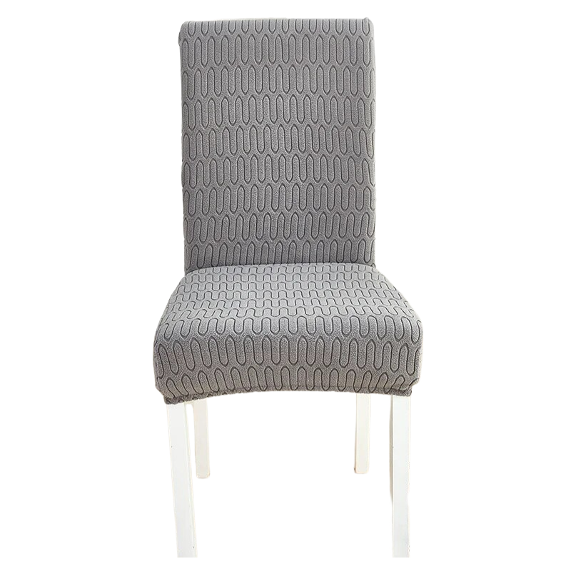 Chair Cover Dark Grey Wavey Lines Design Elastic Material For Dining Room Slipcovers