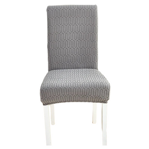 Chair Cover Dark Grey Wavey Lines Design Elastic Material For Dining Room Slipcovers
