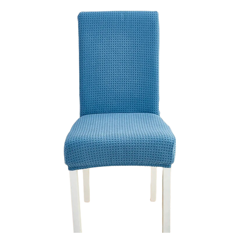 Chair Cover Blue Micro Knitted Design Elastic Material For Dining Room Kitchen