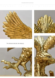 Home Figurine Golden Eagle Statue Large Resin For Living Room Desktop Decoration