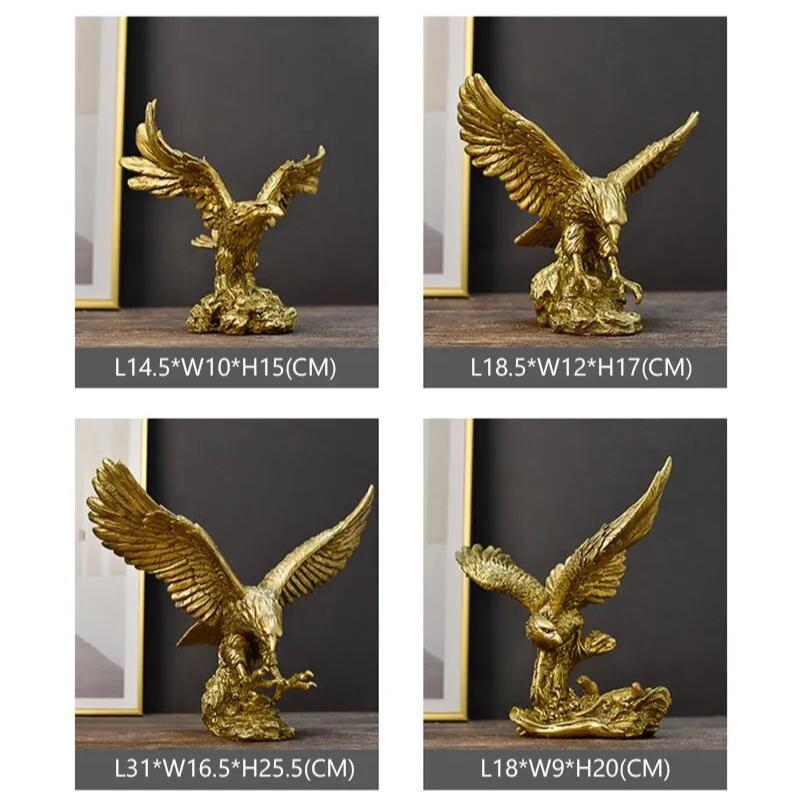 Home Figurine Golden Eagle Statue Large Resin For Living Room Desktop Decoration