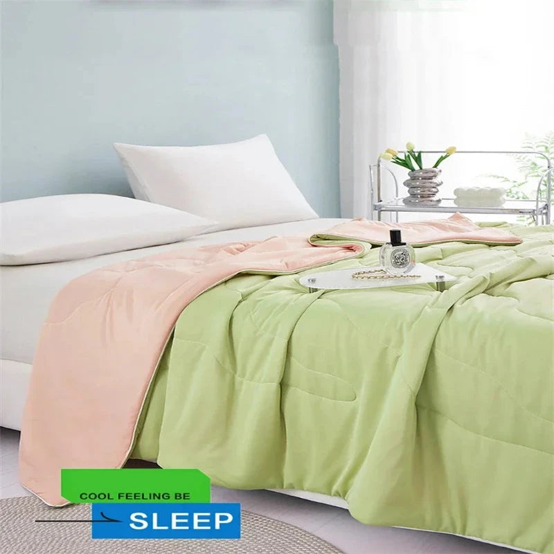 New Super Soft Silky Cooling Feel Blanket For Summer Skin Fiendly Breathable Thin Comforter Grade A Home Fresh Quilt Que