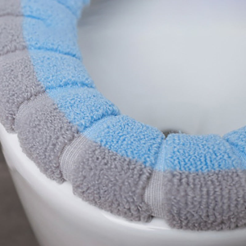 Toilet Seat Cover Blue Soft Warmer Washable Mat Cushion Accessories