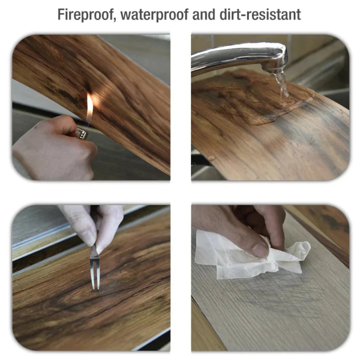 5Pcs Vinyl Tile Brown Driftwood Stain Self Adhesive Waterproof Floor Stickers