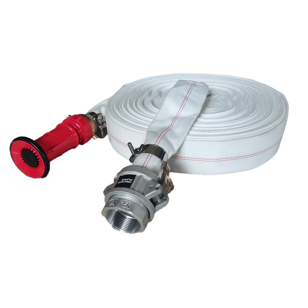 Protege 36M X 38Mm Canvas Lay Flat Fire Hose Kit High Pressure Nozzle Irrigation Suitable