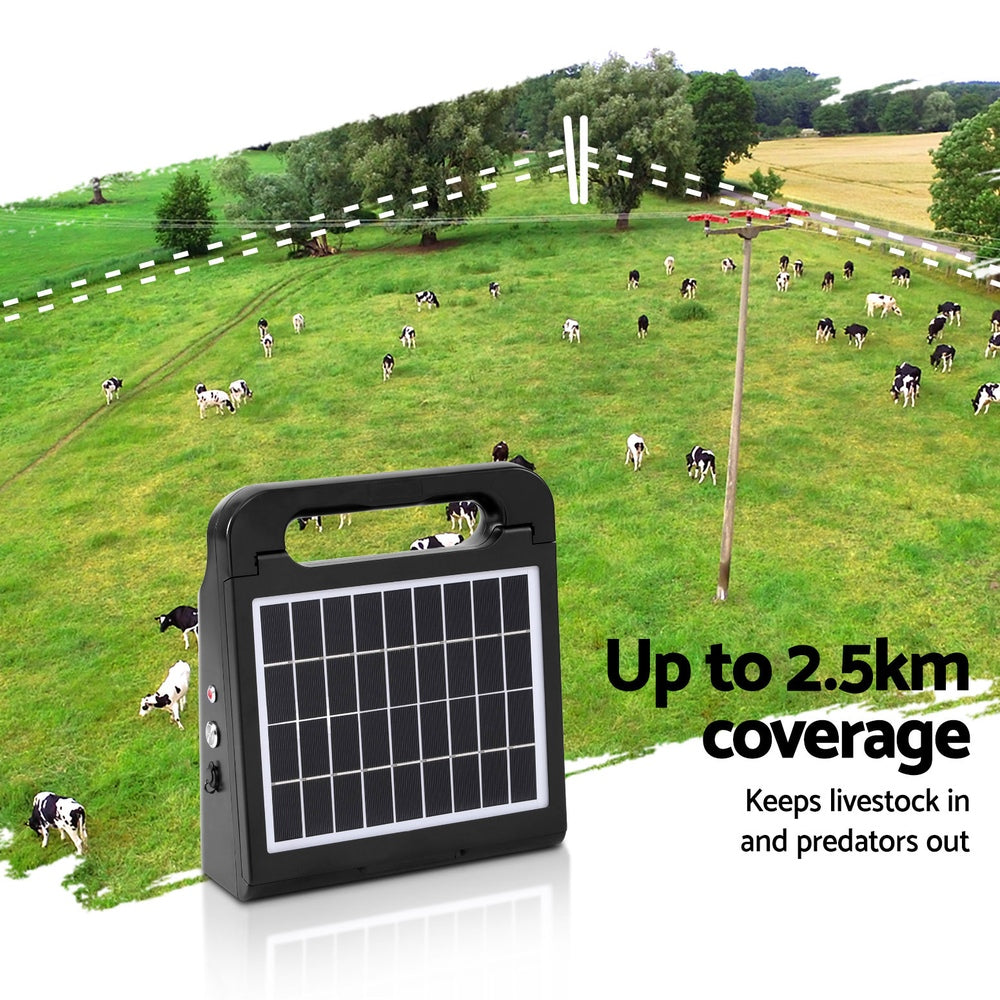 Giantz 2.5Km Electric Fence Energiser Solar Farm 0.15J